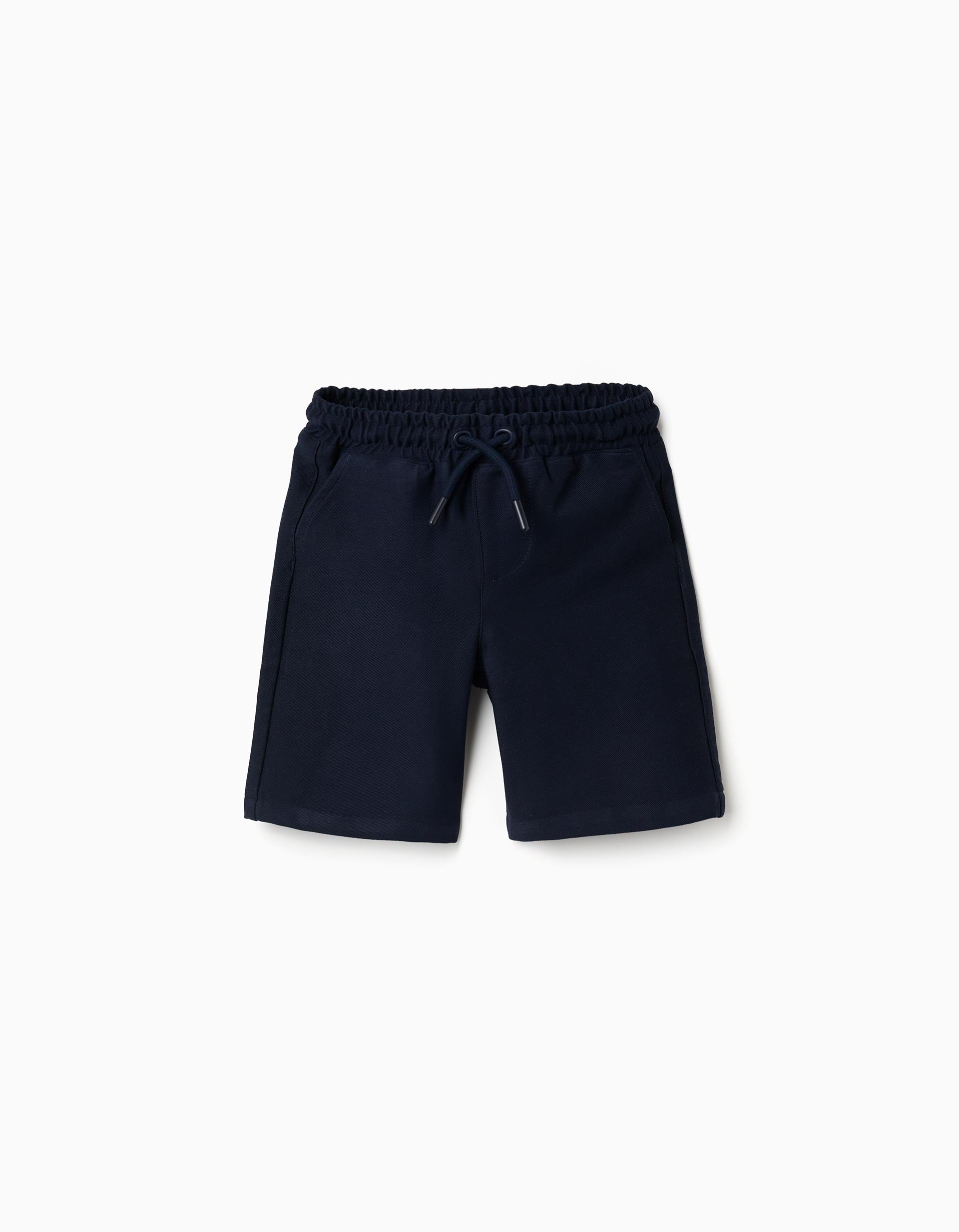 Bermudas midi de felpa con cordón para niño, azul oscuro