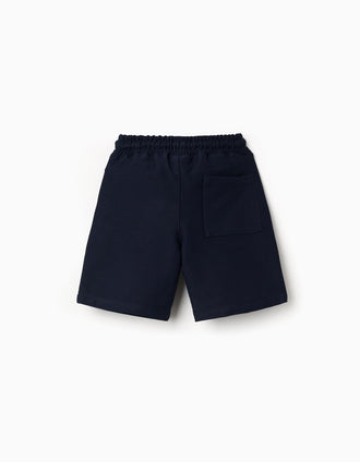 Bermudas midi de felpa con cordón para niño, azul oscuro