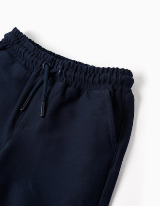 Bermudas midi de felpa con cordón para niño, azul oscuro
