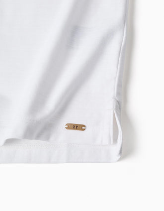 Cotton polo shirt with jacquard for boys, white