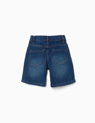 Bermudas midi vaqueras con cinco bolsillos para niño, azul oscuro
