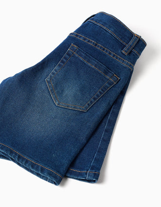Bermudas midi vaqueras con cinco bolsillos para niño, azul oscuro