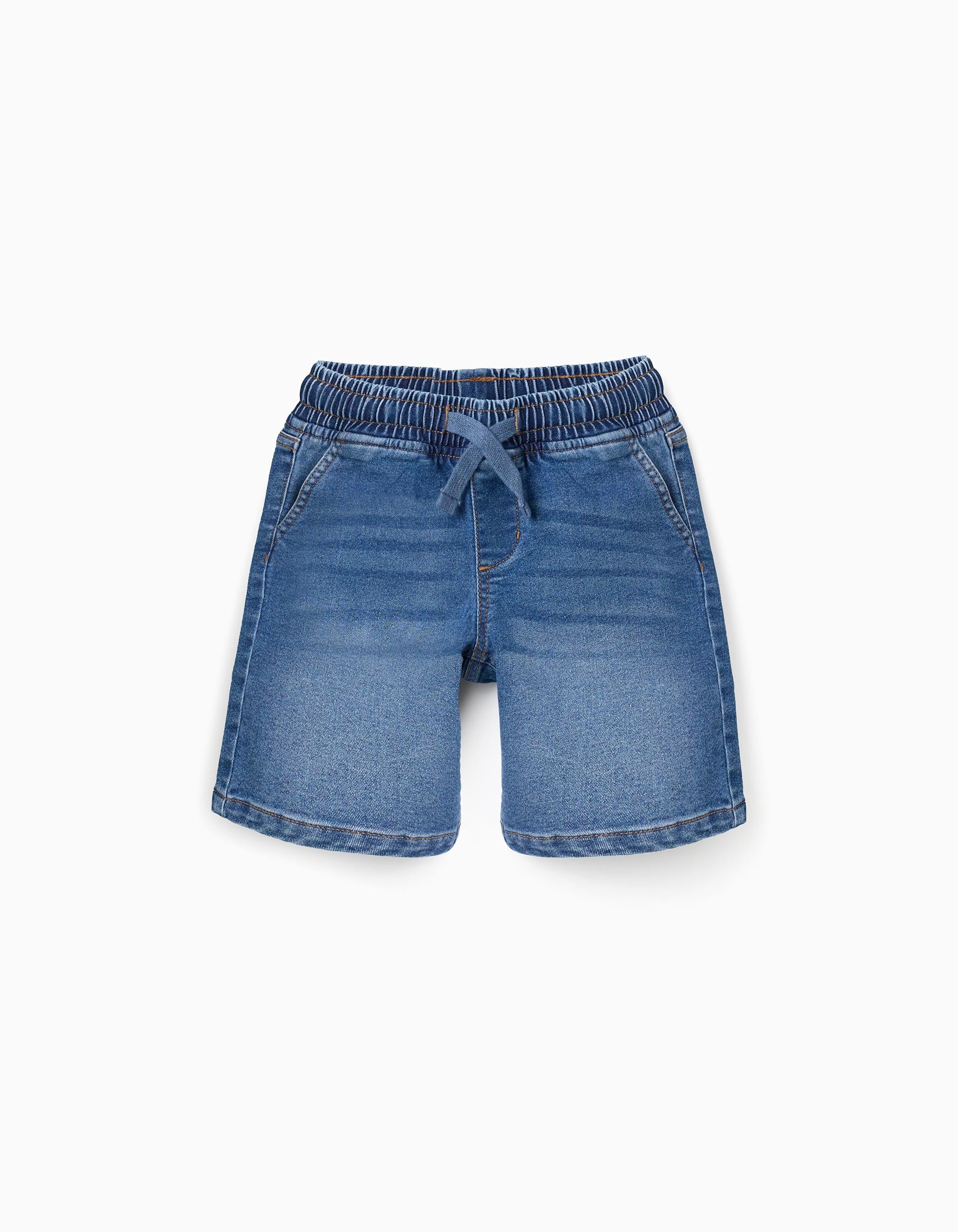 Bermudas midi vaqueras pull-up con cordón para niño, azul