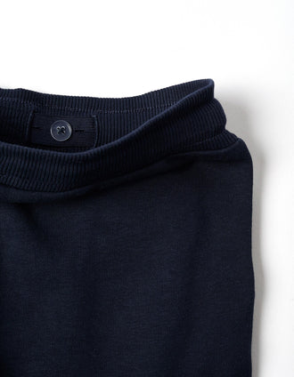 Bermudas de felpa con bolsillos cargo y cordón para niño, azul oscuro