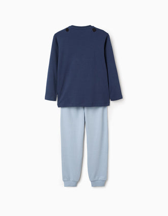 Pyjama en coton à manches longues avec cape amovible pour garçon, bleu