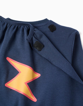 Pyjama en coton à manches longues avec cape amovible pour garçon, bleu