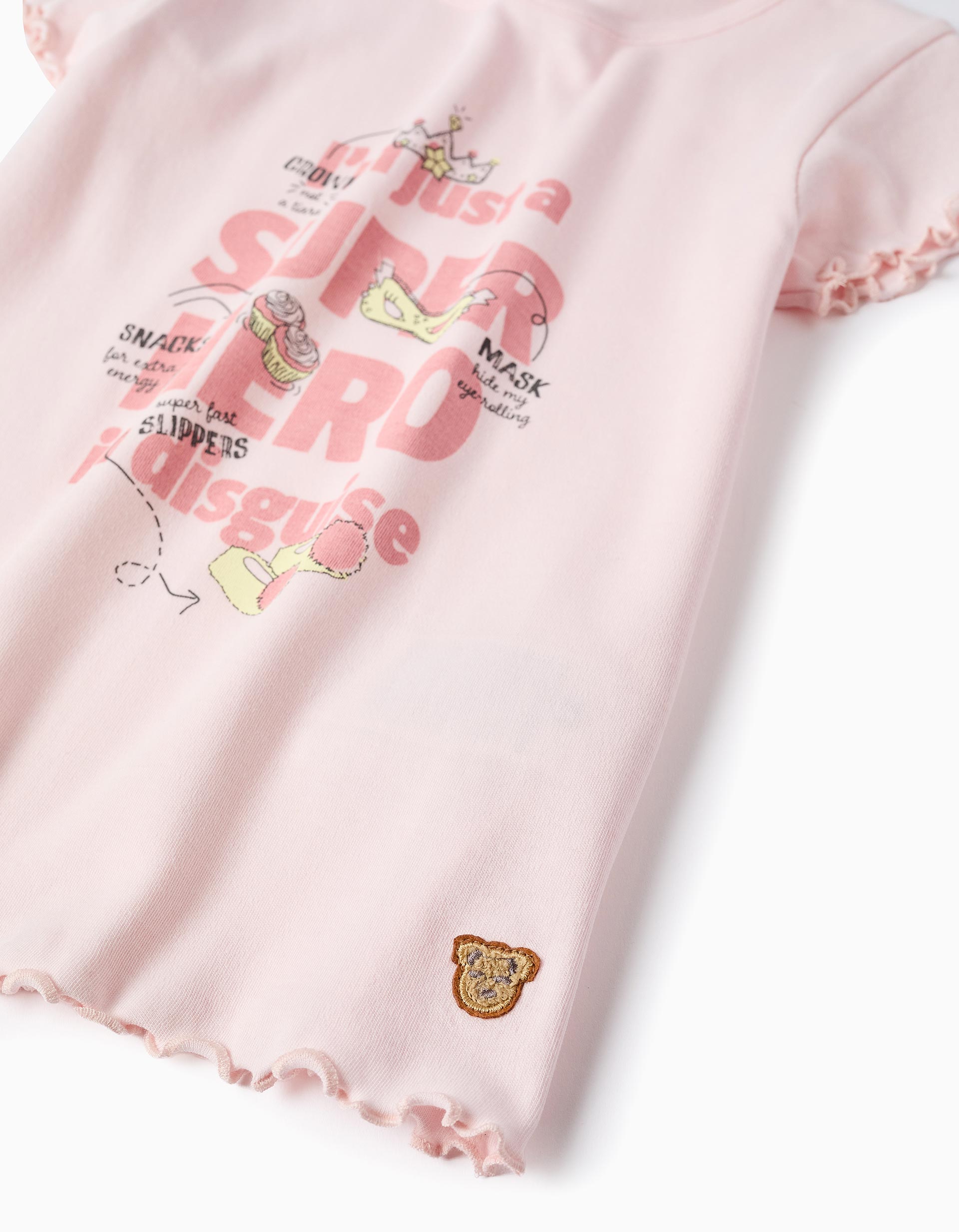 Pyjama en coton avec imprimé Superhero pour fille, rose