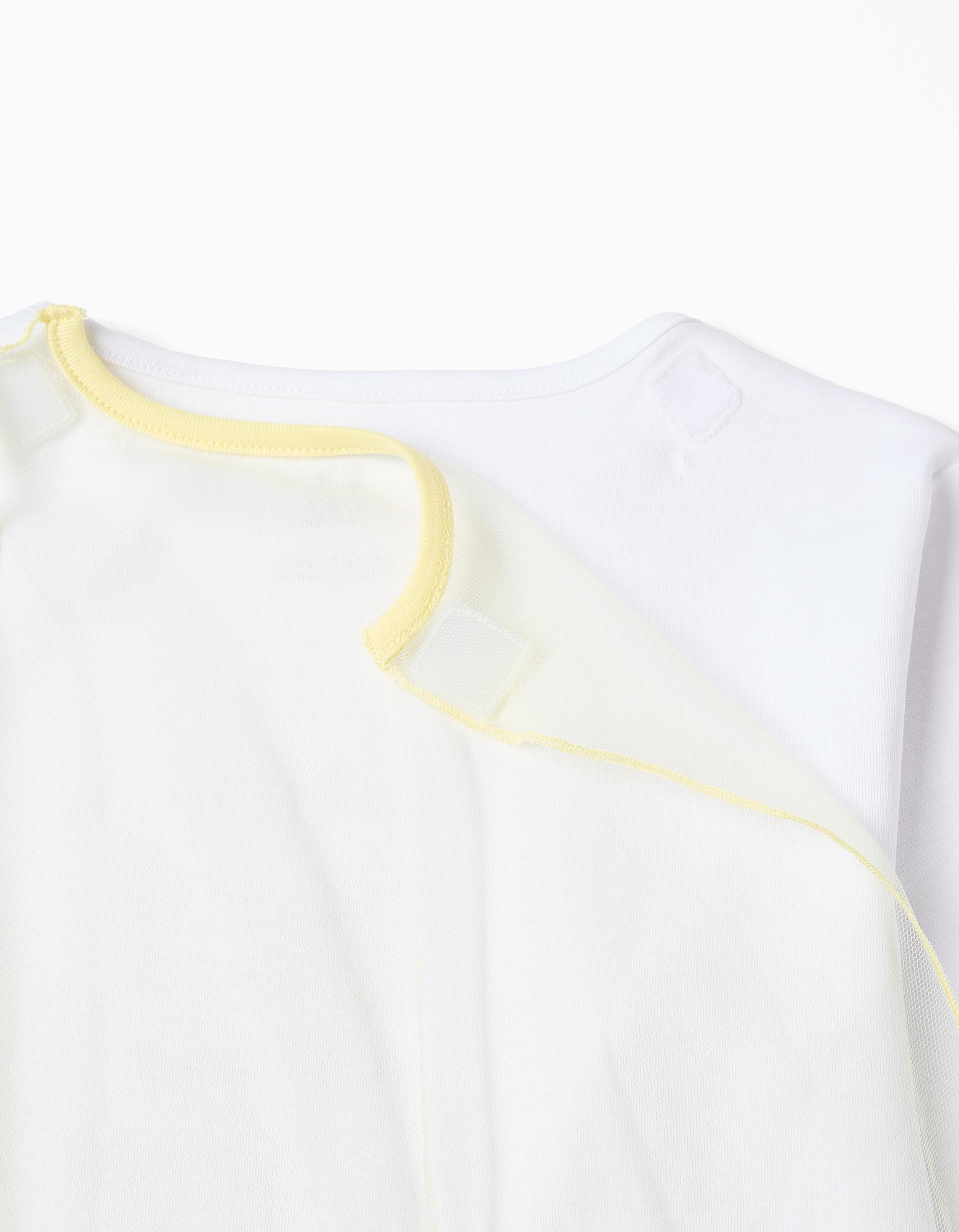 Pyjama long en coton avec cape amovible pour fille, blanc/jaune