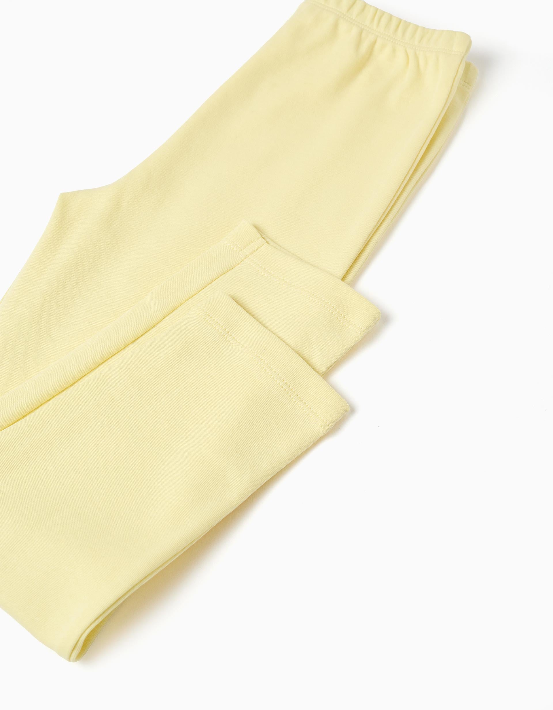 Pyjama long en coton avec cape amovible pour fille, blanc/jaune