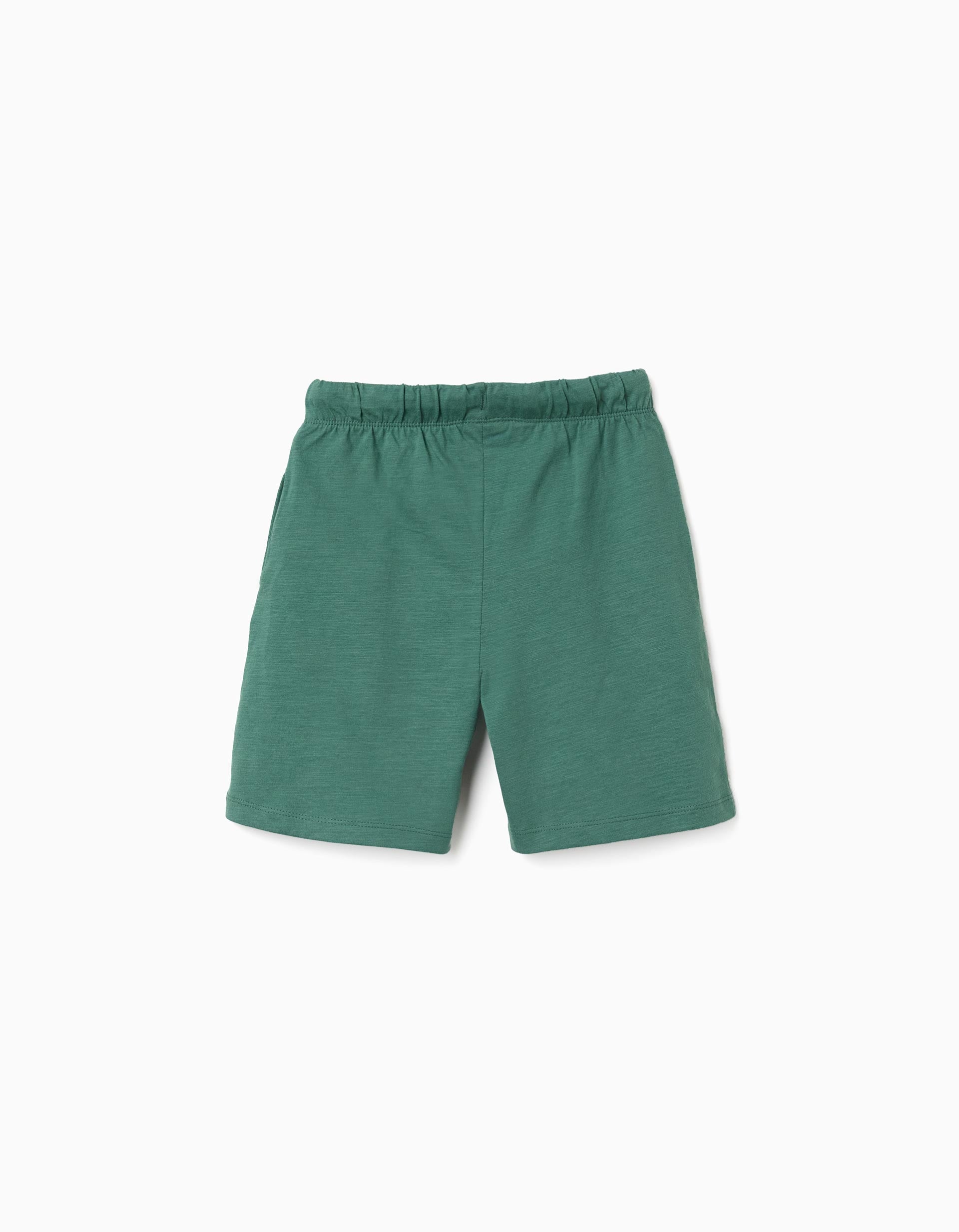 Lot de 2 shorts en coton avec cordon pour garçon, vert/gris clair