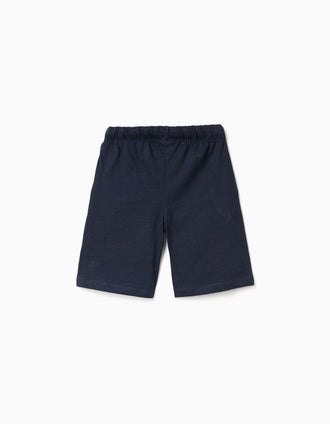 Pack de 2 calções em algodão com cordão para menino, azul-escuro/laranja