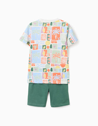 Camiseta con estampado de playa + pantalón corto para niño, multicolor