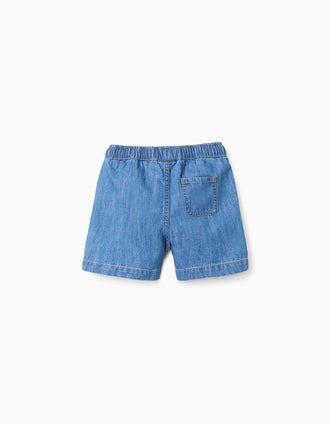 Midi denim pull-up shorts for baby boys, blue