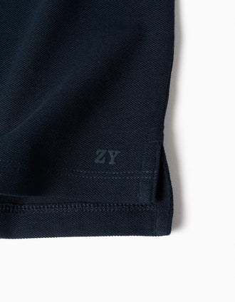 Short sleeve cotton piqué polo shirt for boys, dark blue