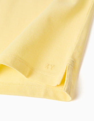 Short sleeve cotton piqué polo shirt for boys, yellow