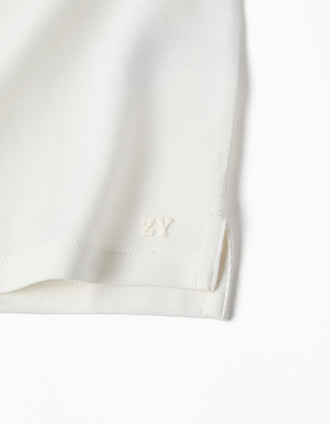 Short sleeve cotton piqué polo shirt for boys, white