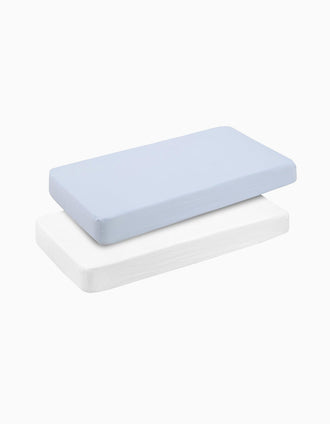 Pack de 2 Sábanas Ajustables Cambrass 60x120 cm, Azul Bebé/Blanco
