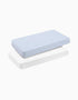 Pack of 2 Fitted Sheets Cambrass 60x120 cm, Soft Blue/White