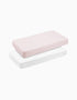 Pack of 2 Fitted Sheets Cambrass 60x120 cm, Soft Pink/White