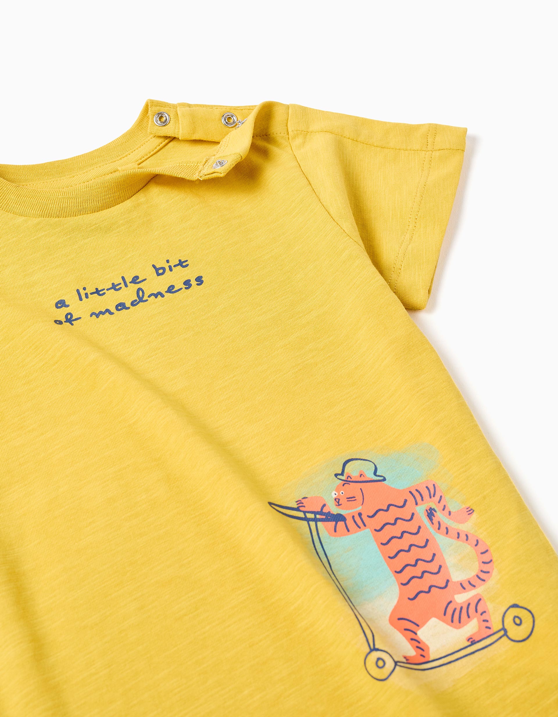 T-shirt en coton avec imprimé tigre pour bébé garçon, jaune