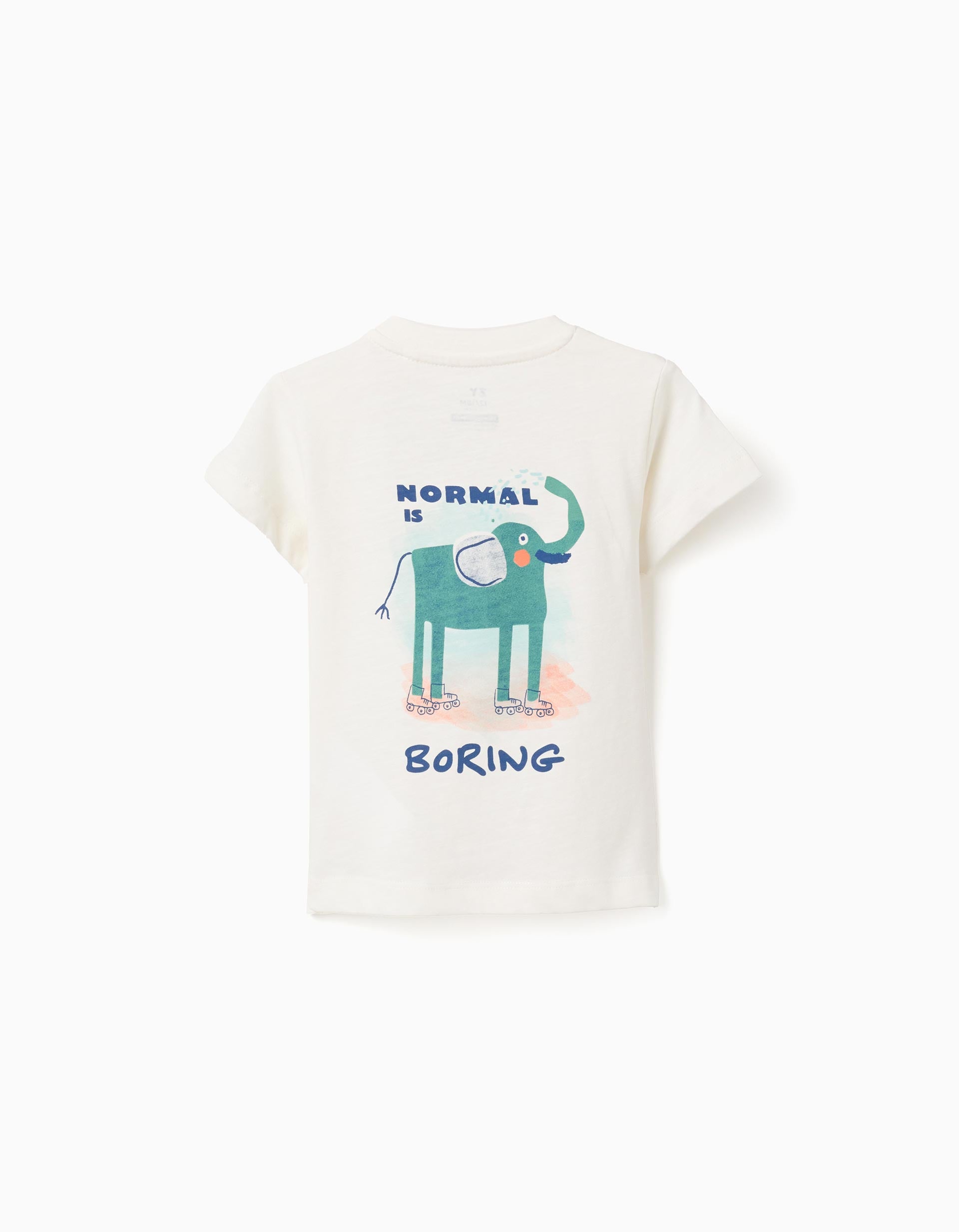T-shirt en coton avec imprimé éléphant pour bébé garçon, beige clair
