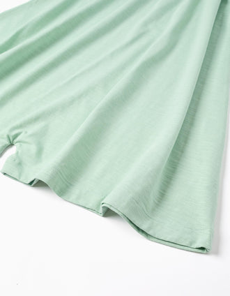 Macacão curto sem mangas de algodão para menina, verde-claro