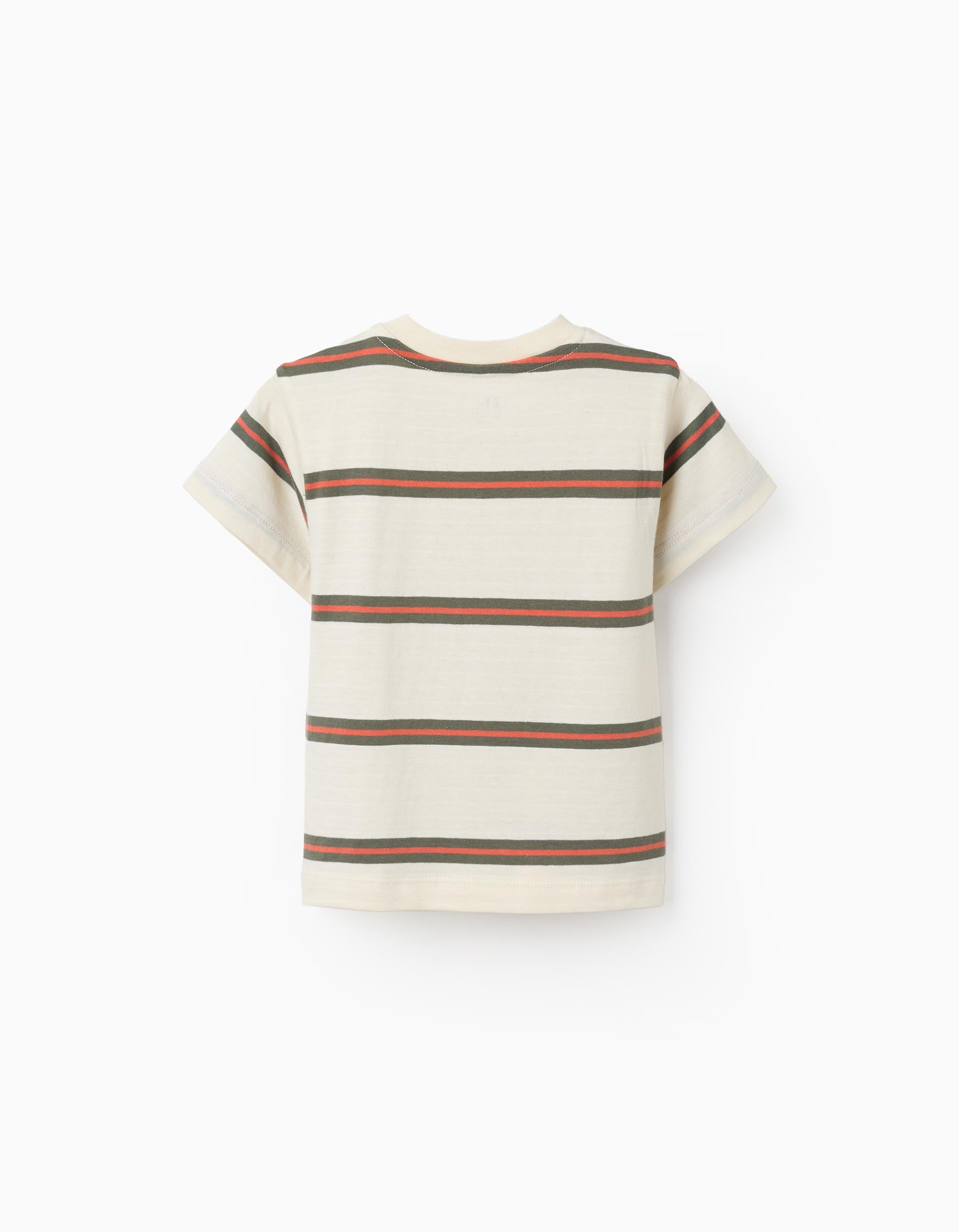 T-shirt en coton à rayures pour bébé garçon, beige/orange/vert