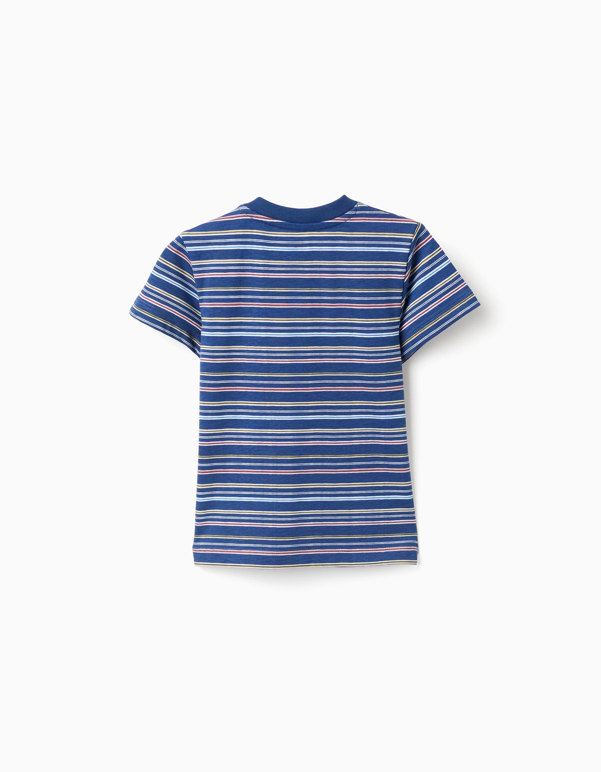 T-shirt en coton à rayures et poche pour bébé garçon, multicolore