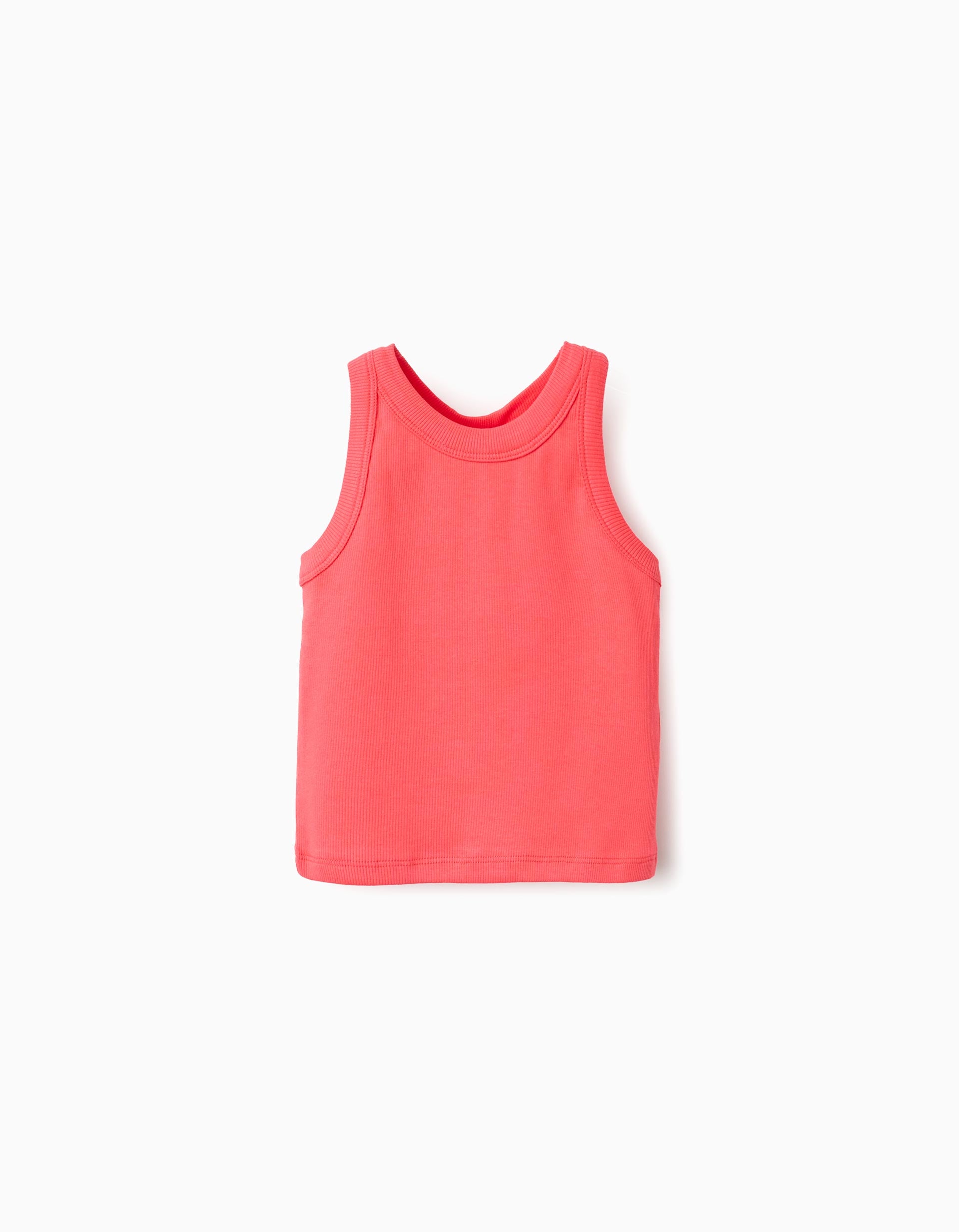 Ribbed cotton tank top for girls, coral