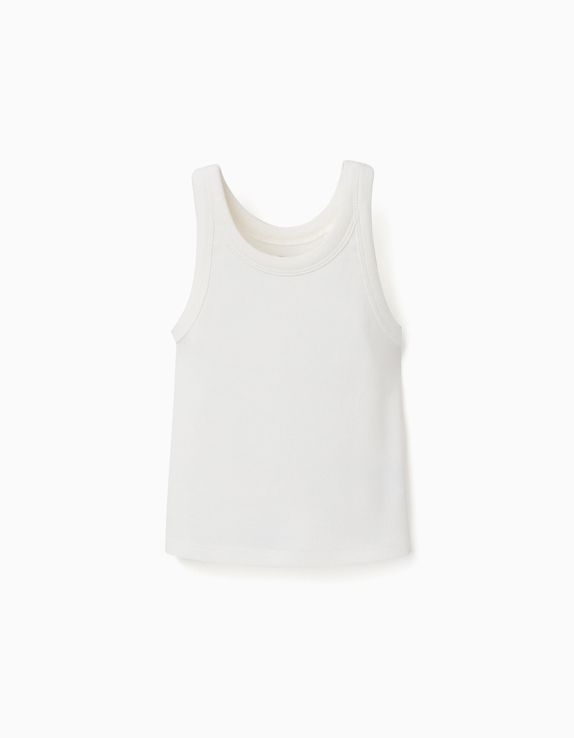 Ribbed cotton tank top for girls, white