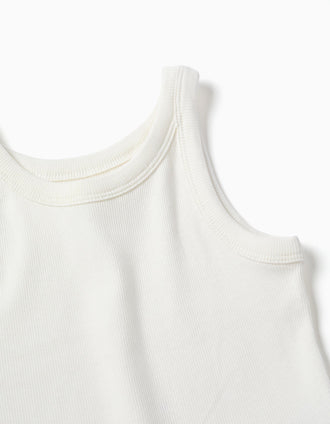 Ribbed cotton tank top for girls, white