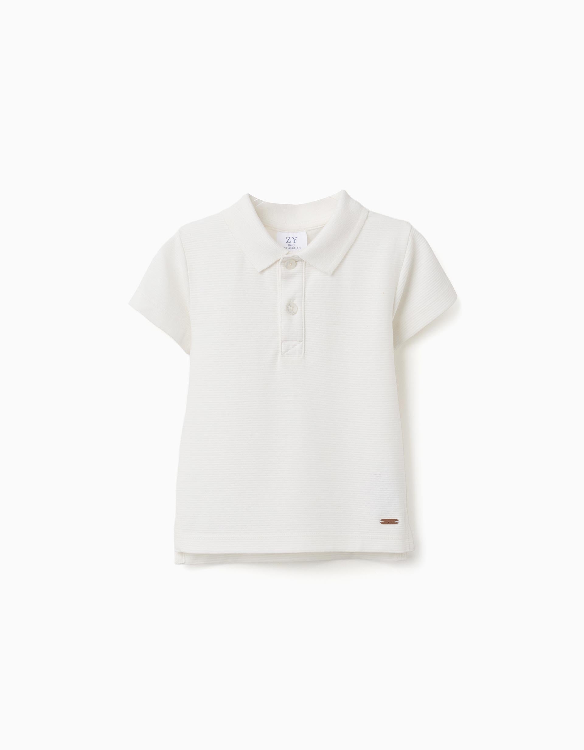 Polo côtelé en coton pour bébé garçon, blanc