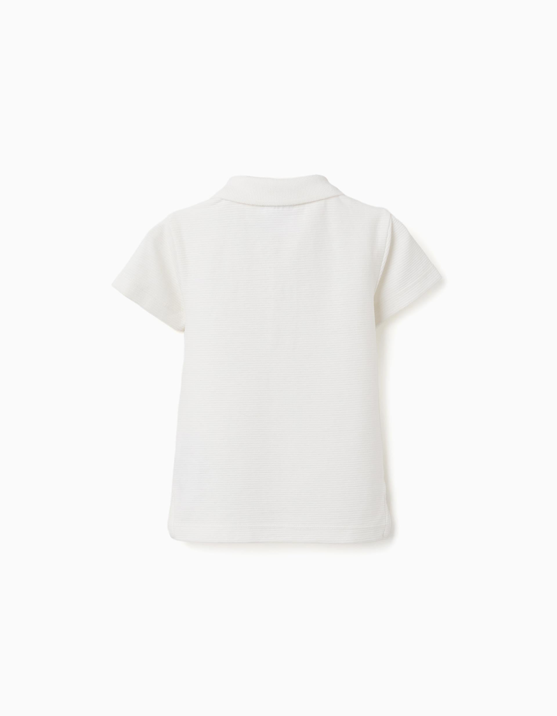 Polo côtelé en coton pour bébé garçon, blanc