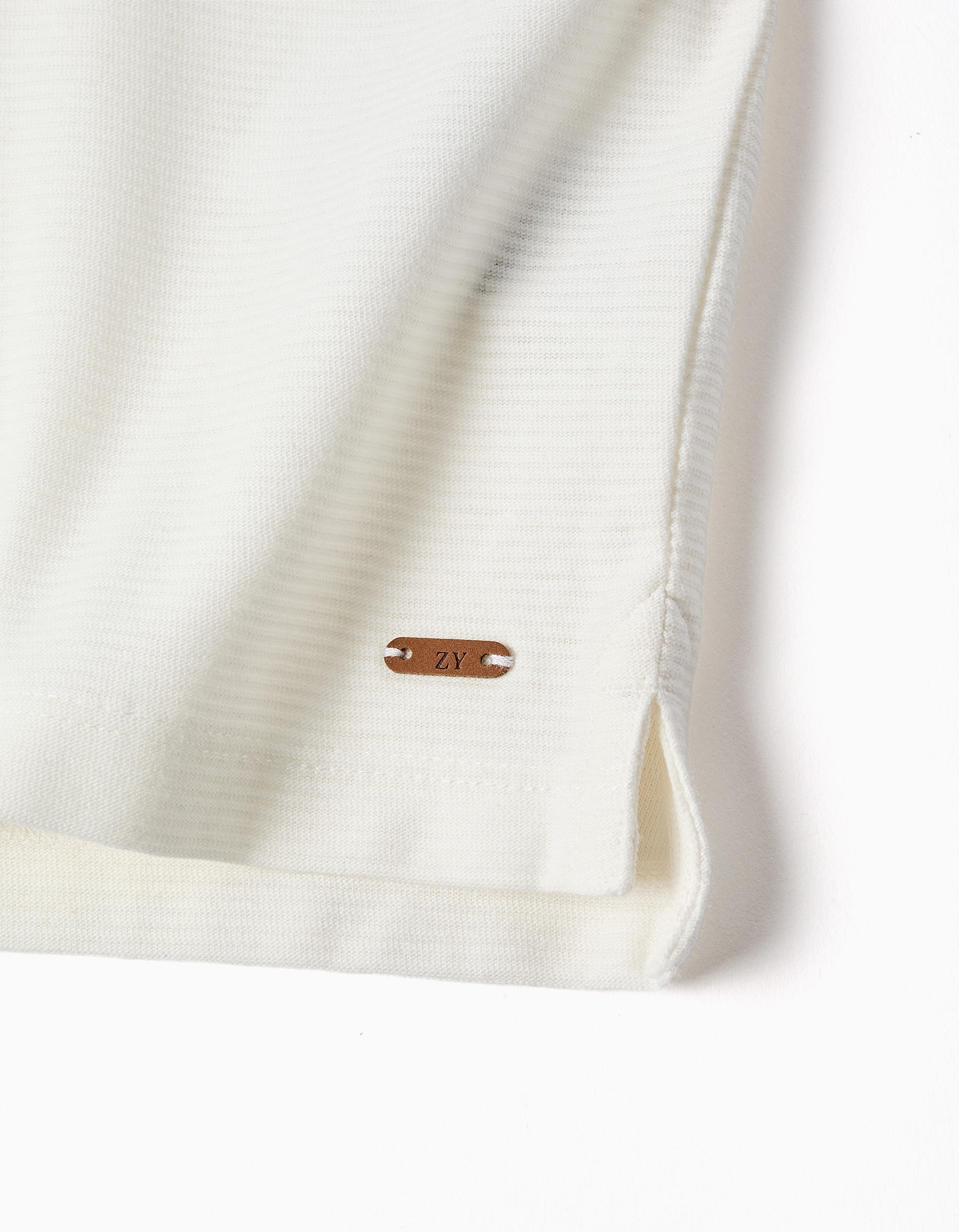 Polo côtelé en coton pour bébé garçon, blanc