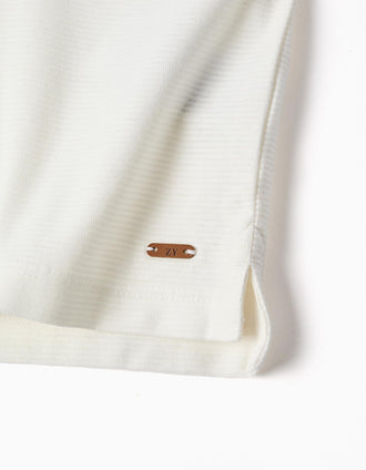 Polo de algodão canelado para bebé menino, branco