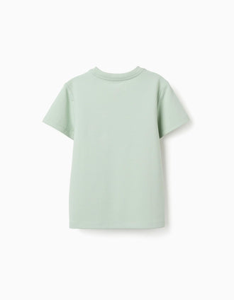 T-shirt en piqué de coton avec poche pour garçon, vert clair