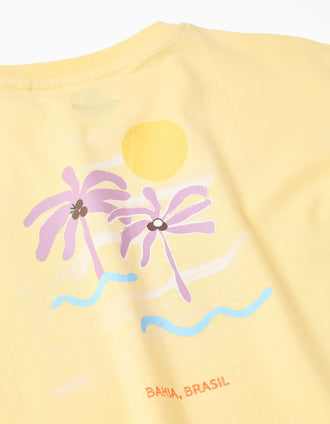 Cotton T-shirt with Banho de Mar print for boys, yellow