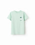 Cotton T-shirt with Peixinho do Mar print for boys, light green