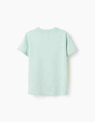 Cotton T-shirt with Peixinho do Mar print for boys, light green