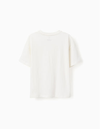 Camiseta de algodón con estampado Sou do Sol para niño, blanco