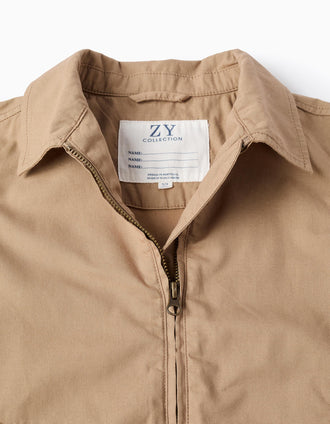 Cazadora de sarga de algodón con bolsillos para niño, beige oscuro