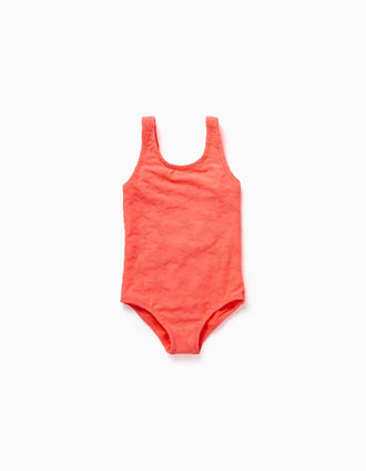 Maillot de bain à motif d'étoiles pour bébé fille, corail fluo