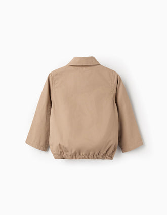 Cazadora de sarga de algodón con bolsillos para bebé niño, beige oscuro