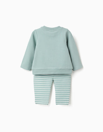 Sweatshirt with Tigger print + trousers for newborn boys, light green