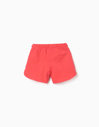 2 pantalones cortos de algodón con cordón para niña, coral/blanco