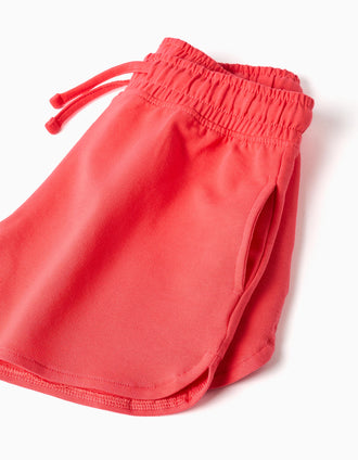 2 pantalones cortos de algodón con cordón para niña, coral/blanco