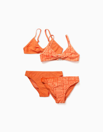 Pack de 2 bikinis con lazo decorativo para niña, naranja