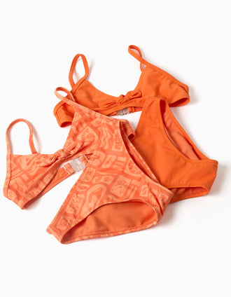 Pack de 2 bikinis con lazo decorativo para niña, naranja