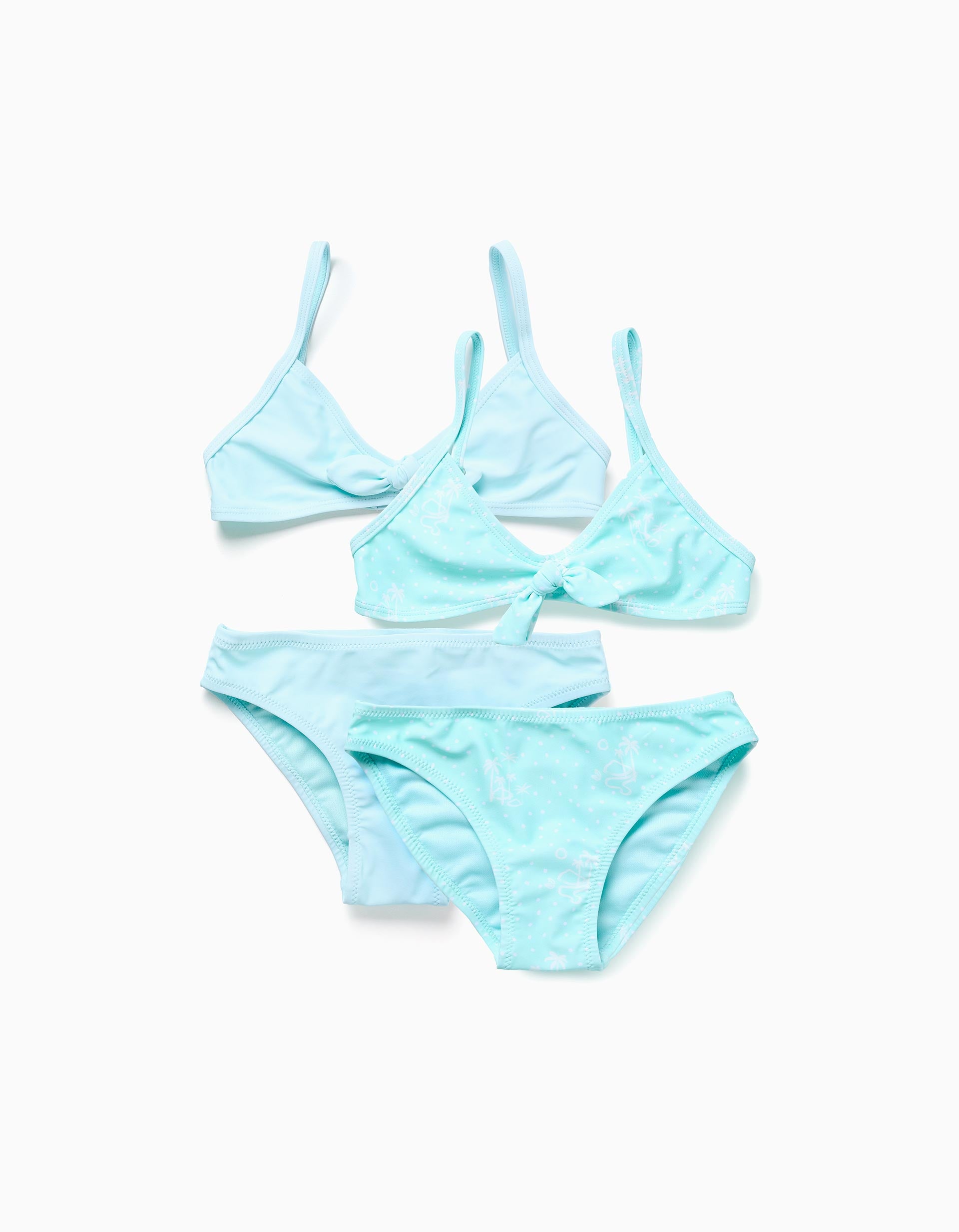 Pack de 2 bikinis con lazo decorativo para niña, azul claro