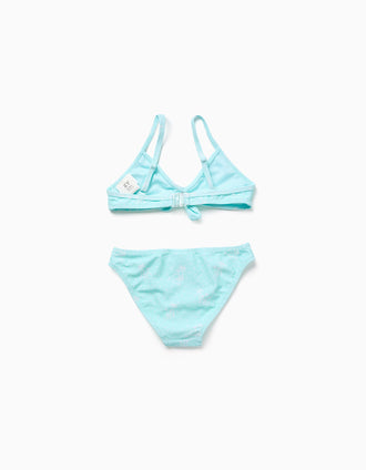 Lot de 2 maillots de bain 2 pièces avec nœud pour fille, bleu clair